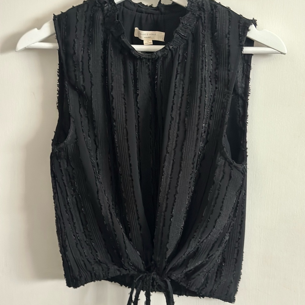 Grade and gather midi front tie black shirt